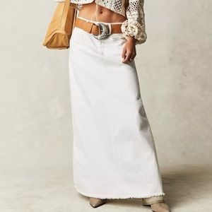 NWT We The Free Free People Come As You Are Maxi Denim Skirt White Size 2